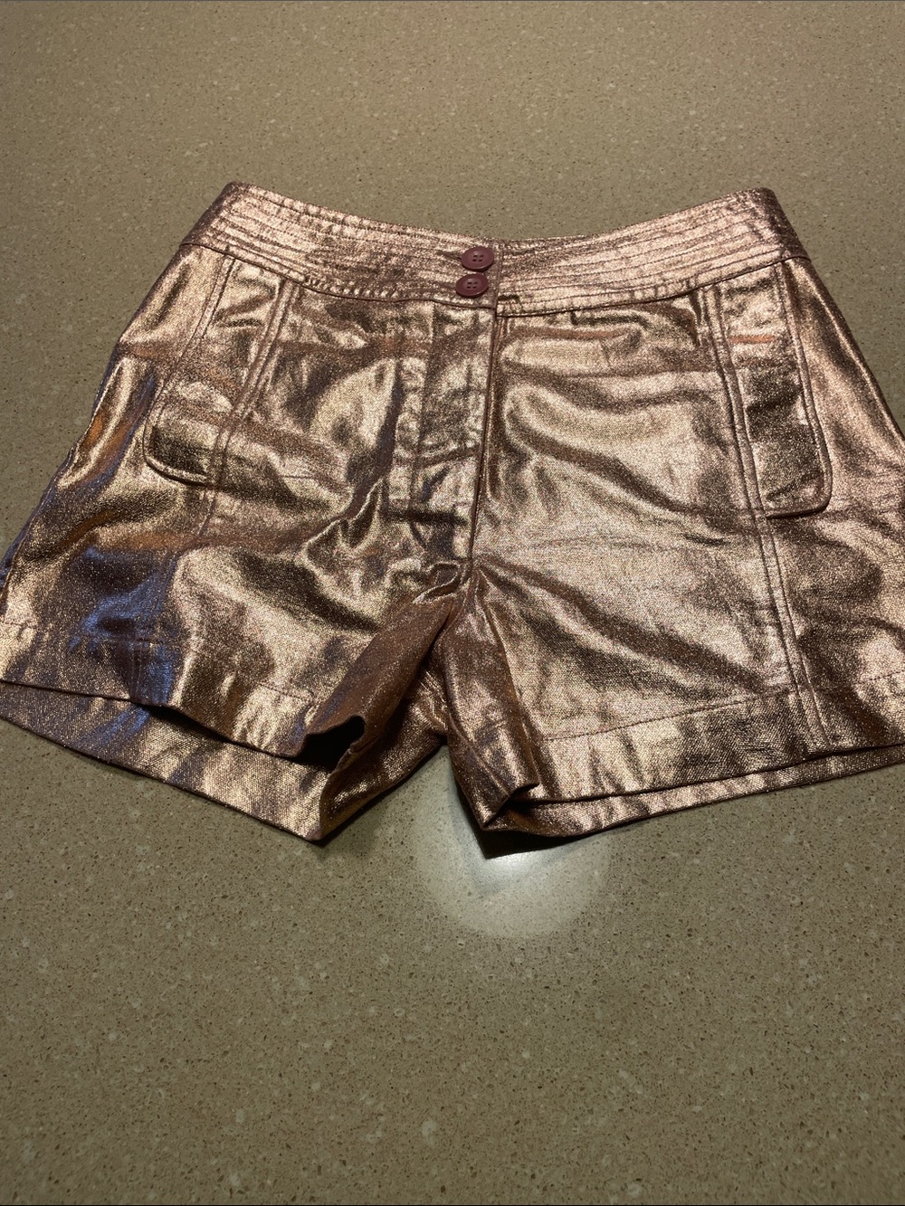 Antik Batik Metallic Rose Gold High-Waist Shorts